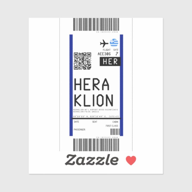Pegatina Tarjeta de embarque a Heraklion (HER) (Hoja)