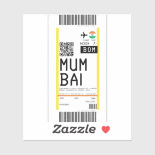 Pegatina Tarjeta de embarque a Mumbai (BOM)
