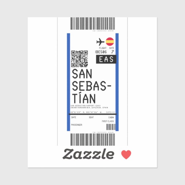Pegatina Tarjeta de embarque a San Sebastián (EAS) (Hoja)