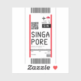 Pegatina Tarjeta de embarque a Singapur (SIN)