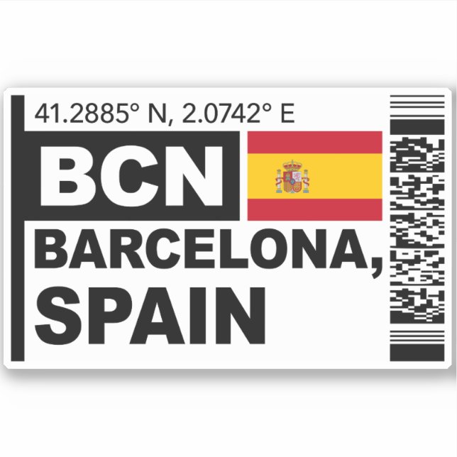 Pegatina Tarjeta de Embarque BCN Barcelona - Viajes a Españ (Anverso)