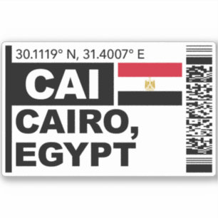 Pegatina Tarjeta de Embarque de CAI El Cairo - Viajes a Egi
