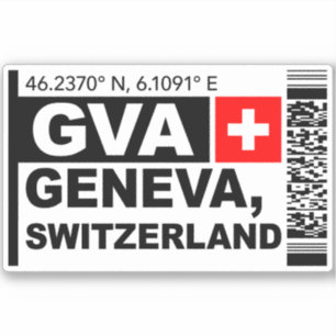 Pegatina Tarjeta de embarque de GVA Ginebra - Viajes a Suiz