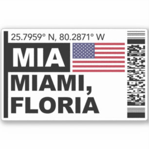 Pegatina Tarjeta de Embarque de MIA Miami - Viajes a Florid