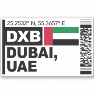 Pegatina Tarjeta de embarque DXB Dubai - Viajes Emiratos Ár