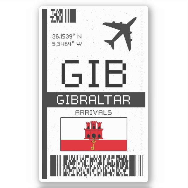 Pegatina Tarjeta de embarque GIB Gibraltar - Viaje al aerop (Anverso)