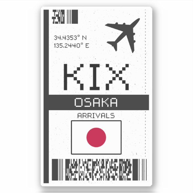 Pegatina Tarjeta de embarque KIX Osaka - Japón (Anverso)
