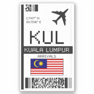 Pegatina Tarjeta de embarque KUL Kuala Lumpur - Aeropuerto 