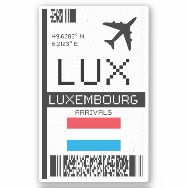 Pegatina Tarjeta de embarque LUX Luxembourg - Viaje al aero (Anverso)