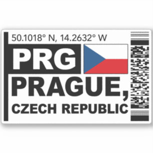 Pegatina Tarjeta de embarque PRG Praga - Viajes por la Repú