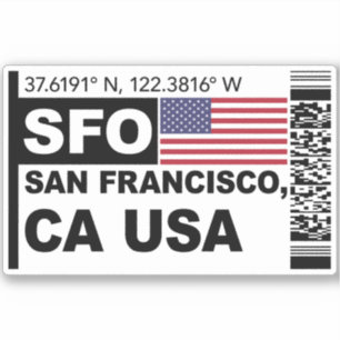 Pegatina Tarjeta de Embarque SFO San Francisco - Viajes a C