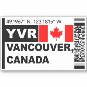 Pegatina Tarjeta de Embarque YVR Vancouver - Viajes a Canad
