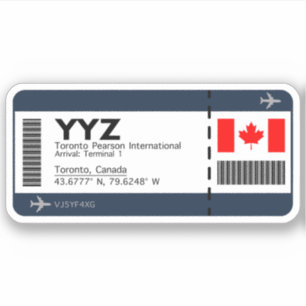 Pegatina Tarjeta de embarque YYZ Toronto - Canadá