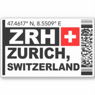 Pegatina Tarjeta de embarque ZRH Zurich - Viajes Suiza