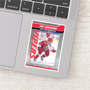 Pegatina Tarjeta de hockey sobre hielo de metal rojo