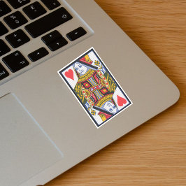 Pegatina Tarjeta de juego de Reina colorida para Heart Suit