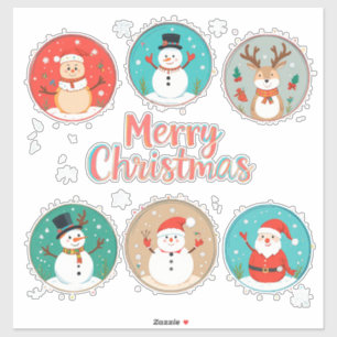 Pegatina Tarjeta de Navidad Festiva y Alegre