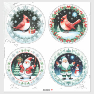 Pegatina Tarjeta de Navidad Festiva y Alegre