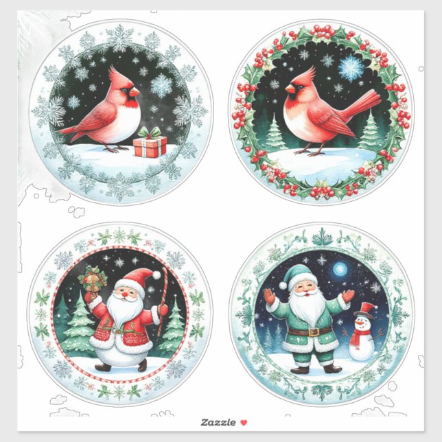 Pegatina Tarjeta de Navidad Festiva y Alegre (Hoja)