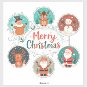Pegatina Tarjeta de Navidad Festiva y Alegre