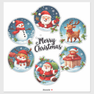 Pegatina Tarjeta de Navidad Festiva y Alegre
