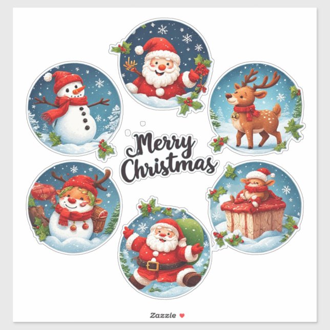 Pegatina Tarjeta de Navidad Festiva y Alegre (Hoja)
