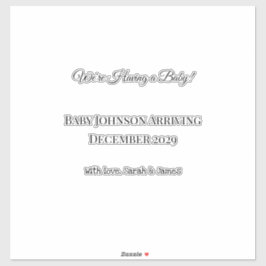 Pegatina Tarjeta de revelación de bebé personalizado