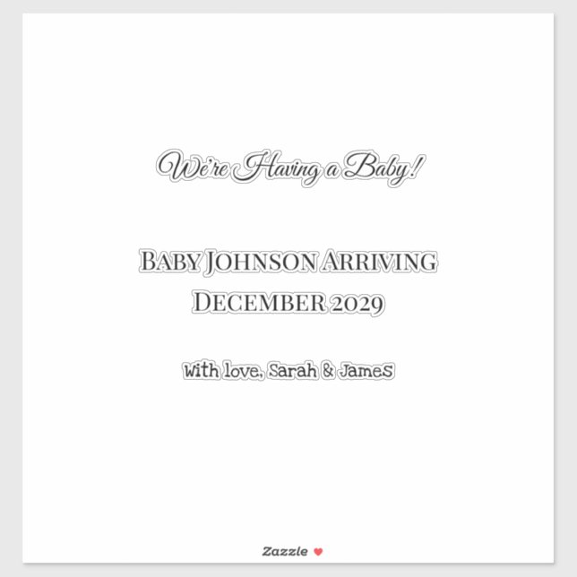 Pegatina Tarjeta de revelación de bebé personalizado (Hoja)