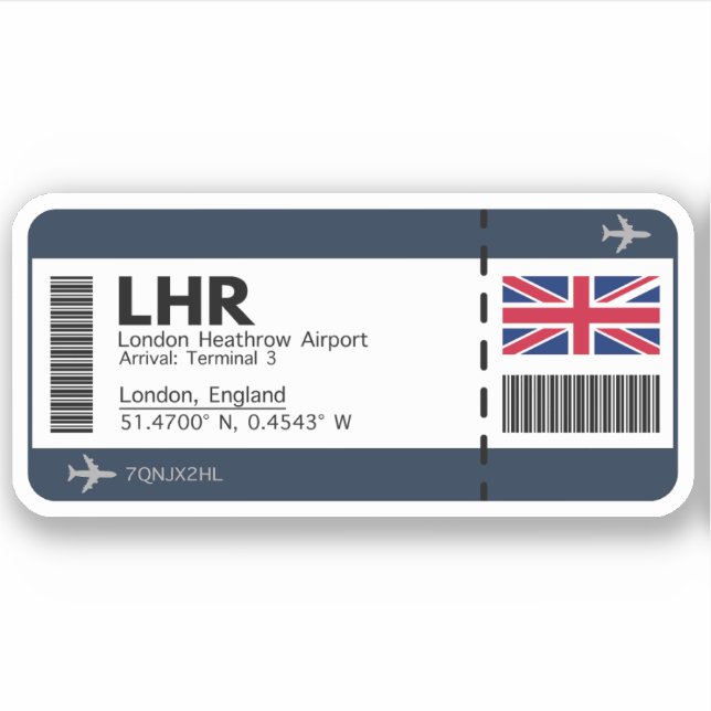 Pegatina Tarjeta LHR London Boarding Pass - London Ticket (Anverso)