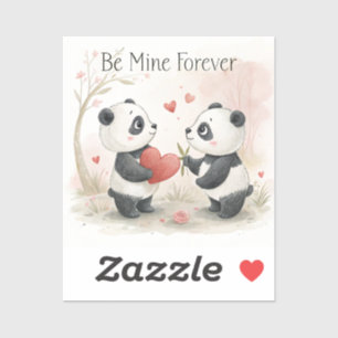 Pegatina Tarjeta Panda romántica - Sé mía para siempre