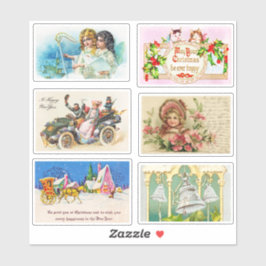 Pegatina Tarjetas de Navidad vintage divertidas y festivas 