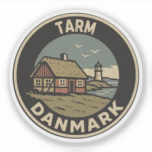 Pegatina Tarm, Dinamarca Danmark  (Anverso)
