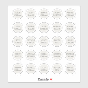 Pegatina Tarrito cosmético personalizable blanco de 1,14" p