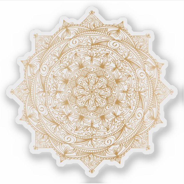 Pegatina Tatuaje de oro dibujado a mano por Mandala Retro (Anverso)