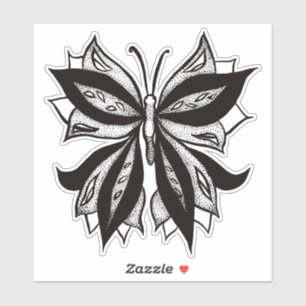 Pegatina Tatuaje Tribal Blanco Y Negro De Mariposa