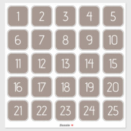 Pegatina Taupe Gray Customizable Square Number Stickers 