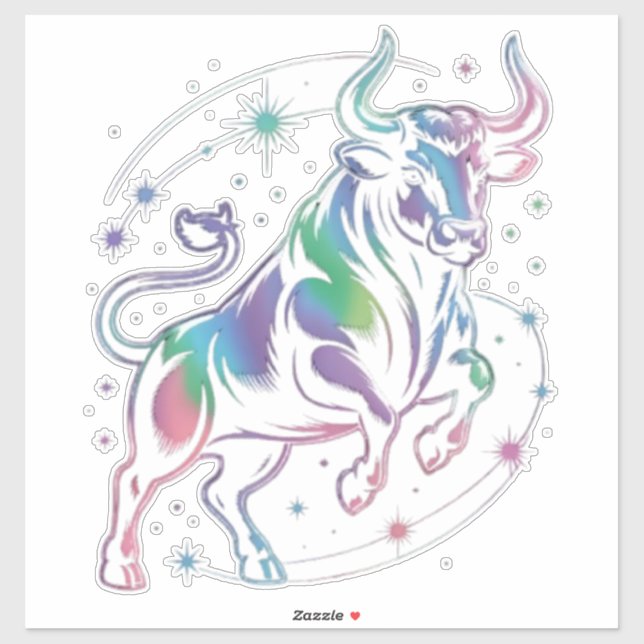 Pegatina Taurus Zodiac Holographic Bull Design (Hoja)