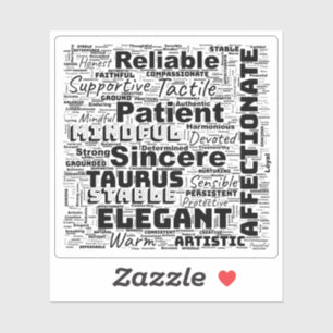 Pegatina Taurus Zodiac Word Cloud Inspiración Vinyl