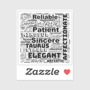 Pegatina Taurus Zodiac Word Cloud Inspiración Vinyl