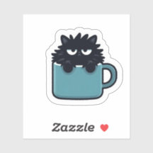 Taza de café con gato negro gruñón Sticker