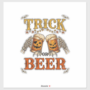 Pegatina Taza de Halloween de cerveza o truco Calabaza Mano