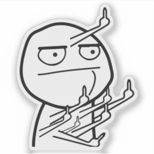 Pegatina Taza de Meme Cara de Ira con Varios Dedos Medios