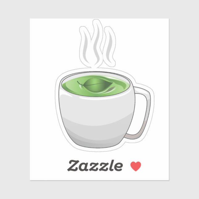 Pegatina Taza de té verde (Hoja)
