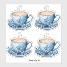 Tazas de café con acuarela azul 2