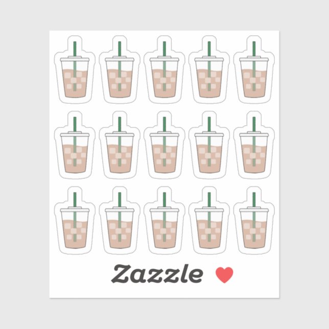 Pegatina Tazas de café helado Doodle Tazas para amantes del (Hoja)