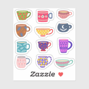 Pegatina Tazas de té lindas bebidas calientes planificador