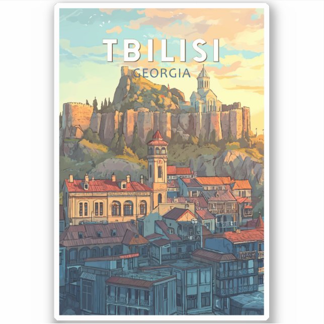 Pegatina Tbilisi Georgia Ilustracion Viaje al arte (Anverso)