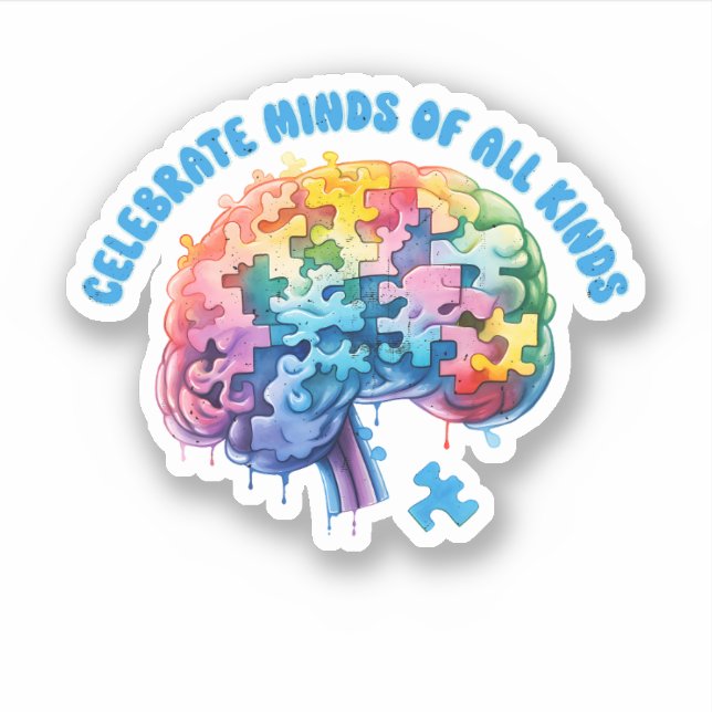 Pegatina TDAH, Abeba de autismo, diseño de neurodiversidad (Anverso)
