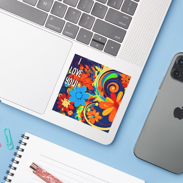 Pegatina Te Amo (Ordenado portátil con iPhone)