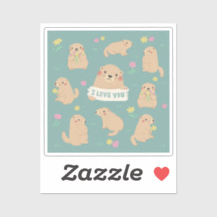 Pegatina Te amo, Ilustracion Marmots